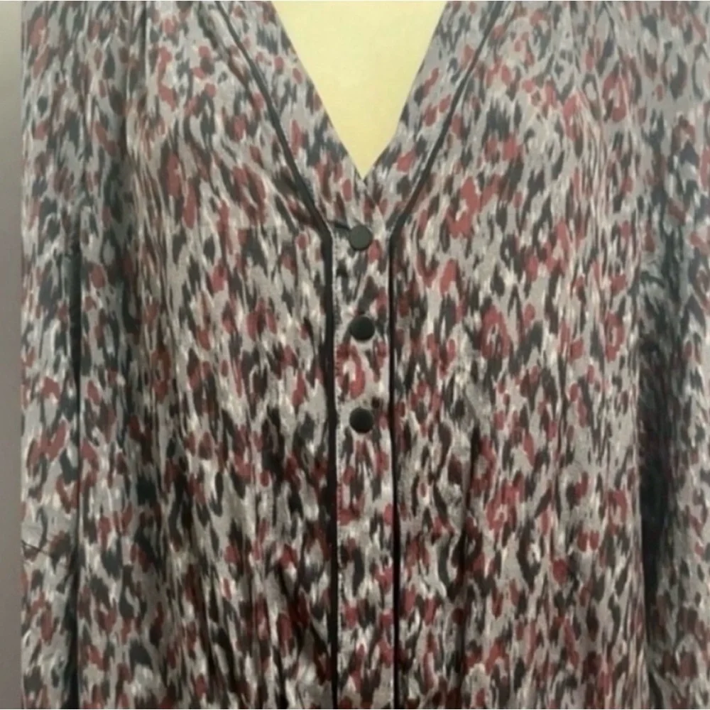 Comptoir Des Cotonniers Silk Dress Drop Waist V-Neck Abstract-Size 6 US- EUC